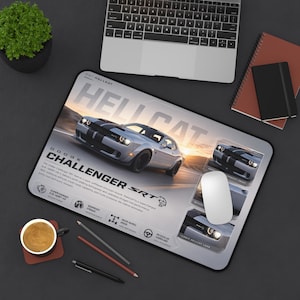 Dodge Challenger SRT Hellcat collage Desk Mat | Muscle Car Racing Mouse Pad