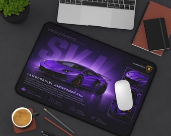 Purple Lamborghini Aventador SVJ Desk Mat | Racing Car Mouse Pad