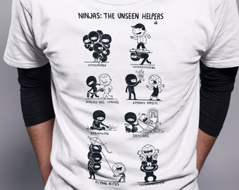 Ninjas: Unseen Helpers - cute ninja shirt, ninja shirt, T-Shirt Unisex, Ladies Slim Fit, cute shirts for teens, cute shirts for women