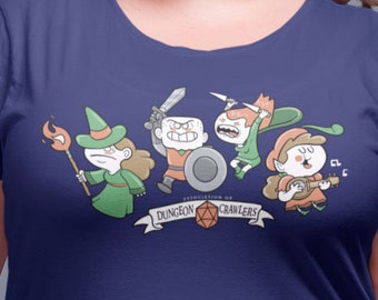 Dungeon Crawlers Association - Dungeons and Dragons Shirt, RPG Shirt, Role Playing Games Shirt, D20 Shirt, T-Shirt Unisex, Ladies Slim Fit