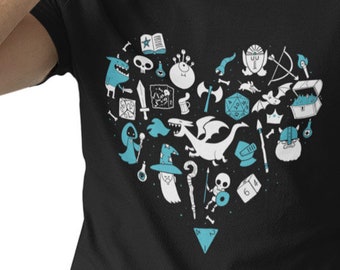 I Love Gaming - Dungeons and Dragons Shirt, RPG Shirt, Role Playing Games Shirt, D20 Shirt, T-Shirt Unisex, Ladies Slim Fit