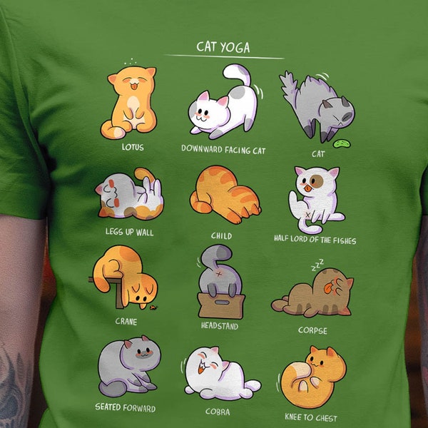 Cat Yoga - cute yoga shirt, cute cat shirt, yoga lovers, T-shirt, plus size, unisex, slimfit
