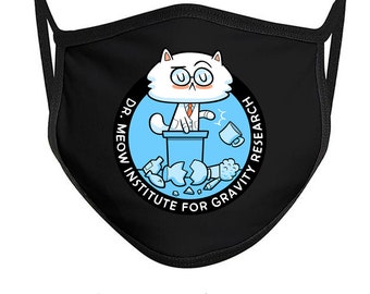 Gravity Research - cat face mask, science face mask, cute cat face mask, face mask, nerdy face mask, value & premium face mask