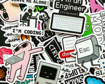 50pcs Programmer Stickers, Coding Stickers, Computer Geek Stickers, Tech Humor Stickers, Waterproof Stickers for Students, Adults