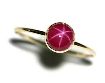 Mauve Pink Star Ruby Ring 14K White Gold Plate Size 6 34 Gift for Her