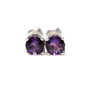 Amethyst Sterling Silver Stud Earrings - 5mm AAA Grade