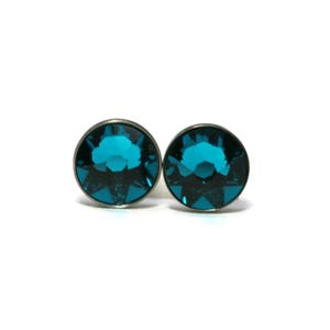 Tiny 4mm Crystal and Titanium Hypoallergenic Stud Earrings (one pair) - Available in 9 Colors