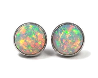 Ethiopian Opal Titanium Hypoallergenic Stud Earrings - 4mm