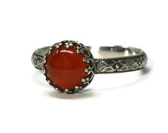 Carnelian Ring Symmetrical Flower Crown - 8mm