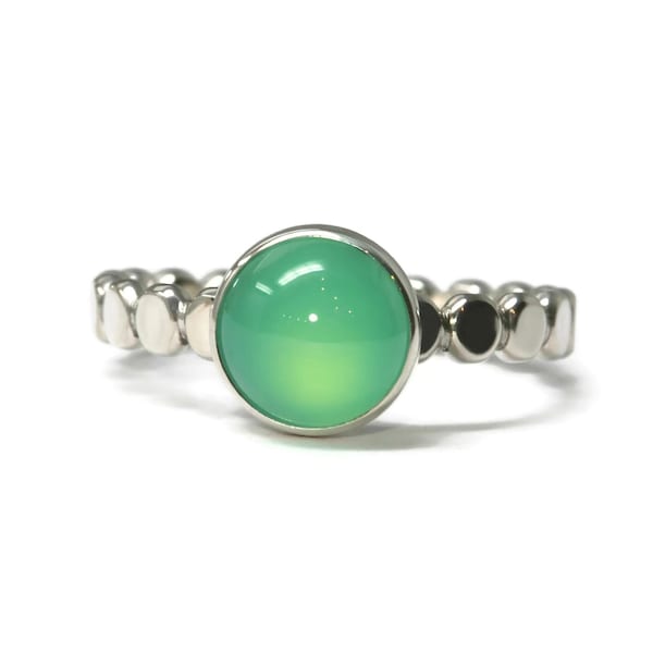 Chrysoprase Beaded Band Ring - 8mm
