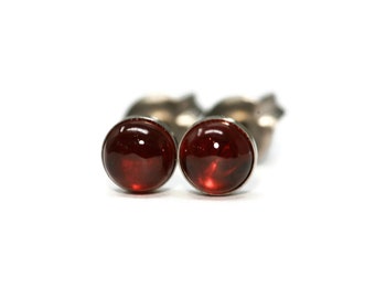 Garnet Titanium Hypoallergenic Stud Earrings - 4mm Tiny