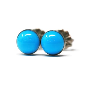 Genuine Arizona Mined Turquoise Titanium Hypoallergenic Stud Earrings - 4 or 6mm