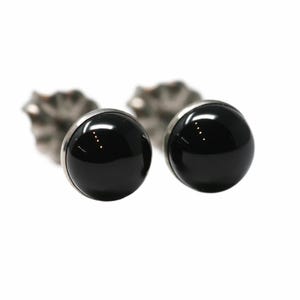 Black Onyx and Titanium Hypoallergenic Stud Earrings