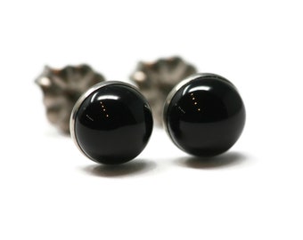 Details about   Black Onyx Button Stud Earrings from 10 mm Diameter in Gold Over 