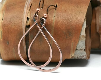 Antique Copper Hypoallergenic Niobium Teardrop Hoop Earrings