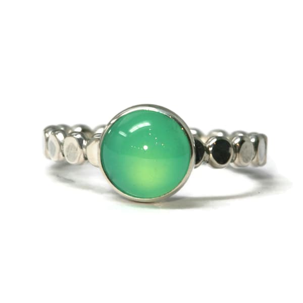 Chrysoprase Beaded Band Ring - 8mm