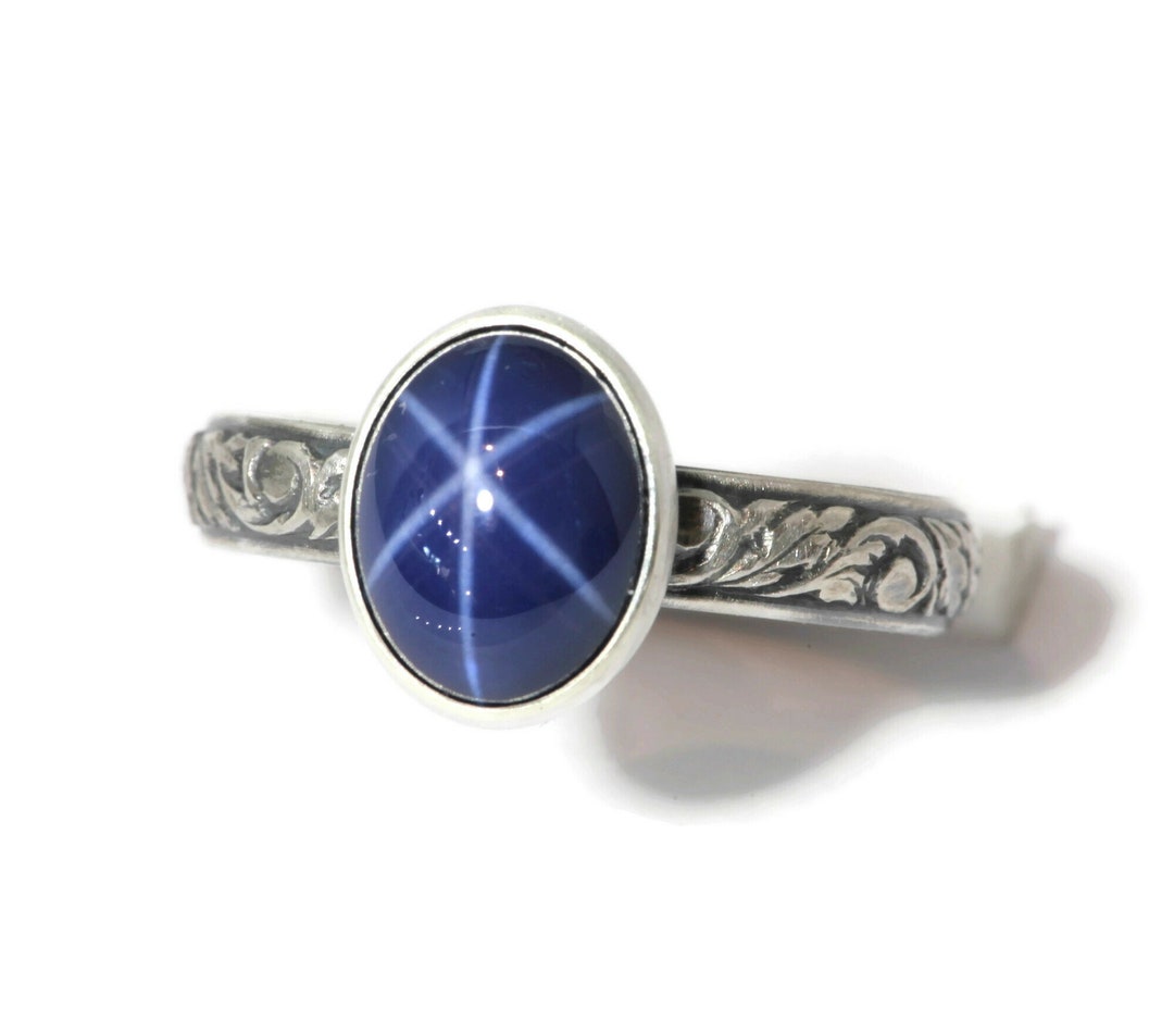 Star Sapphire Ring, Genuine Star Sapphire Gemstone on Sterling Silver Band, Blue  Sapphire Ring, Natural Blue Sapphire, Genuine Sapphire - Etsy Hong Kong