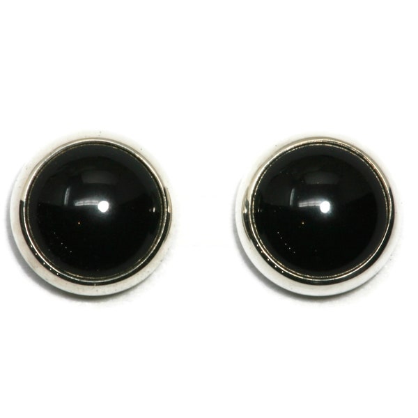 Black Onyx Sterling Silver Stud Earrings