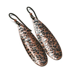 Copper Hammered Teardrop Earrings - Four Styles