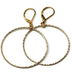 Gold Filled Hammered Hoop Earrings