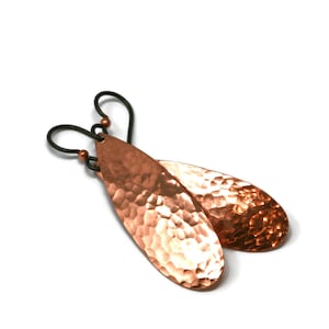Copper Hammered Teardrop Earrings