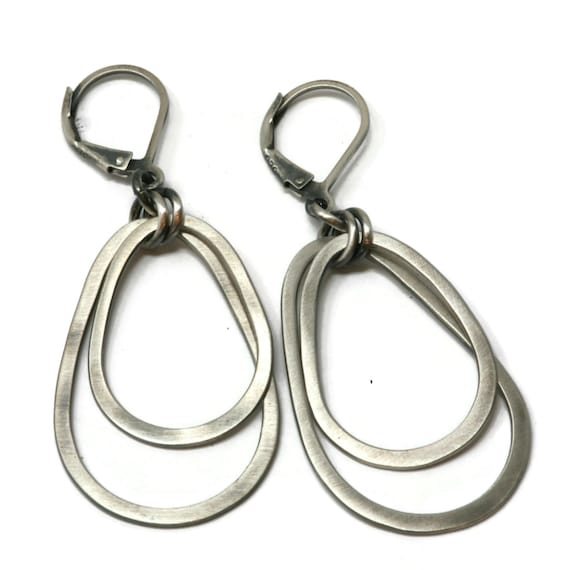 Sterling Silver Oval Hoop Lever-back Earrings Hypoallergenic
