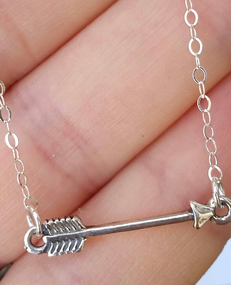 Tiny Sterling Silver Arrow Necklace Etsy