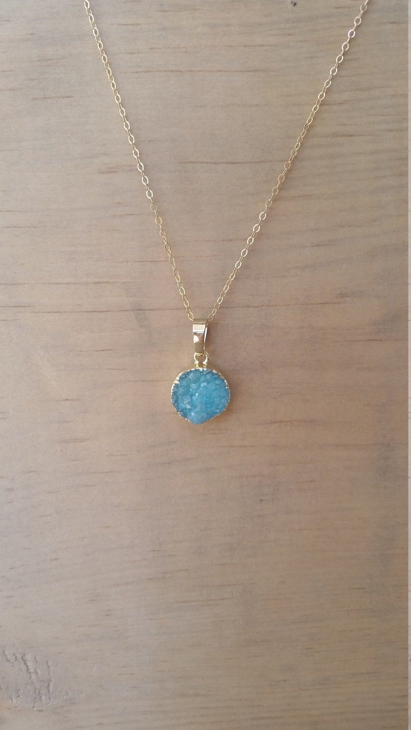 Gold Druzy Pendant Necklace - Etsy