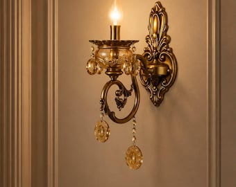Antieke Italiaanse wandlamp met gouden afwerking voor huisdecoratie