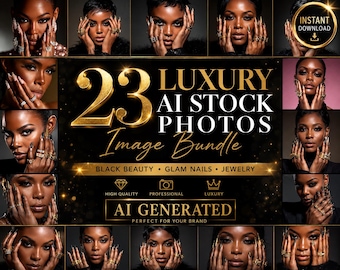 Luxe AI Stockfoto's | Black Beauty glamournagels, sieradenafbeeldingen (digitale download)