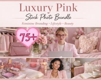 Luxe roze Stock Photo-bundel | 75+ vrouwelijke brandingfoto's | Roze esthetisch gestileerde stockfoto's | Beauty- en lifestyle-inhoud