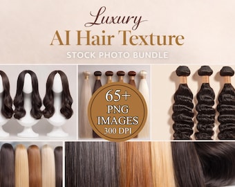 Luxe AI-haartextuurvoorraadfotobundel | 65+ hoogwaardige pruiken, vlechten, krullend, golvend en steil haar Visuals voor branding en design
