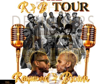 R&B-tour 2026-poster | Raymond Brown retro muziekprint (digitale download)