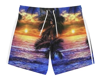 Bañador con estampado de palmeras y puesta de sol tropical / Estampado integral