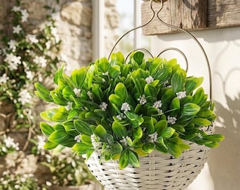 10 flores de plástico blancas resistentes a los rayos UV / Tallos de follaje artificial que no se decoloran