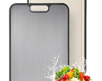 Pure Titanium Chopping Board for Kitchen 2-in-1 Non-Toxic Food Grade, Knife Friendly Scratch Free, Easy to Clean Large 15"×10.3" for Meat