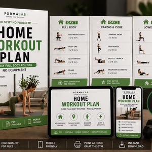Home Workout Plan PDF | No Equipment Routine | 3 Day Full Body Workout | Beginner Fitness Plan | Printable