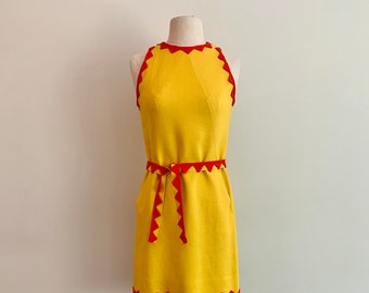 Donald Brooks-Boutique Mod 1960s Yellow/Orange Linen Mini Dress