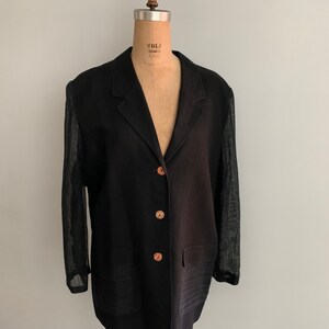 Louis Feraud Black Linen Blazer with Mesh Sleeves-Size M/L 14 image 1