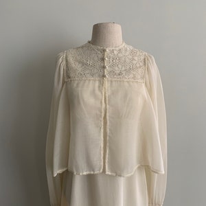 Romantic Cream 1970s long strappy dress with jacket image 1