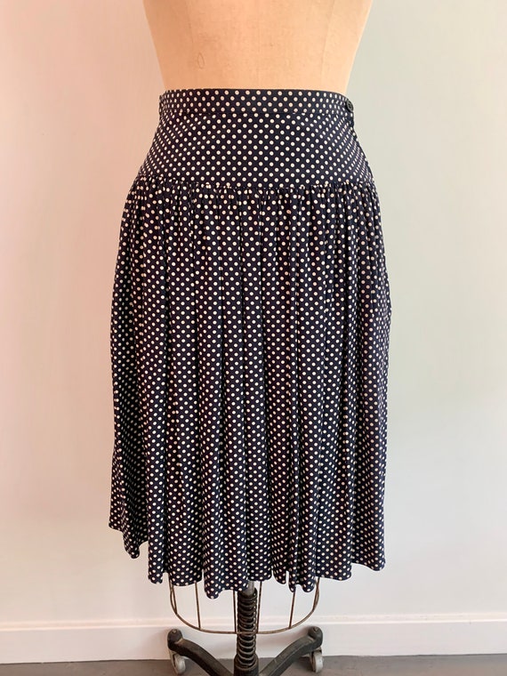 Valentino Miss V silk pleated polka dot skirt - image 7