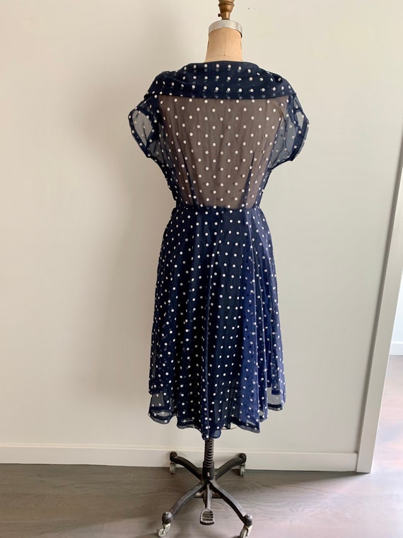1950s iconic organza polka dot swing dress-size 6… - image 7