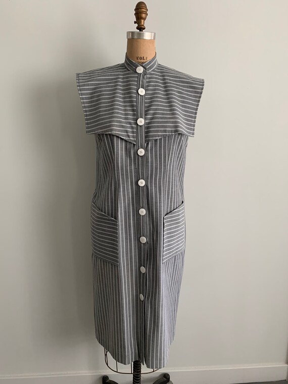 Fantastic 80s Act 1 New York pinstripe sleeveless… - image 2