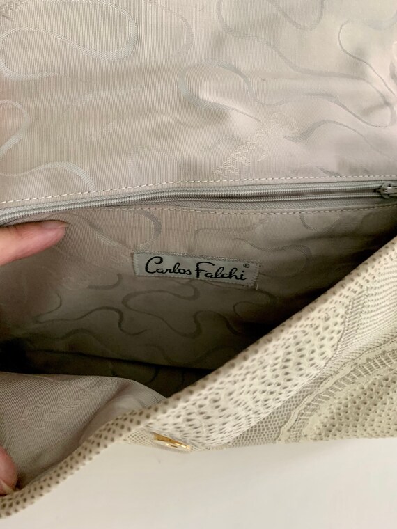 Carlos Falchi pressed leather patchwork envelope … - image 9