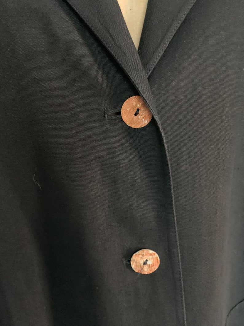 Louis Feraud Black Linen Blazer with Mesh Sleeves-Size M/L 14 image 9