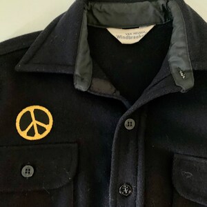 Van Heusen Windbreaker CPO Navy wool shirt jacket with peace sign patch-size S image 4