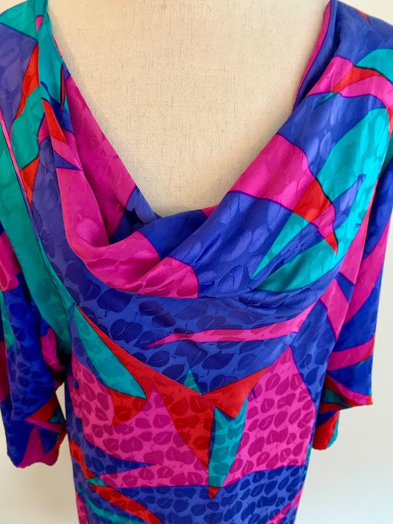 Flora Kung-bright abstract print damask silk ls dress-size 4 View 3