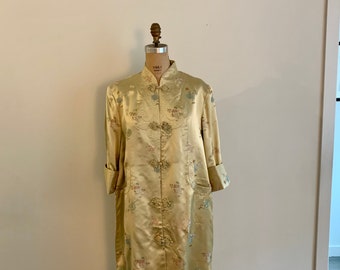 Peony Shanghai pale yellow silk robe-size M/L