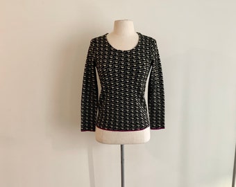 Sonia by Sonia Rykiel b/w sweetheart sweater-size XS/S