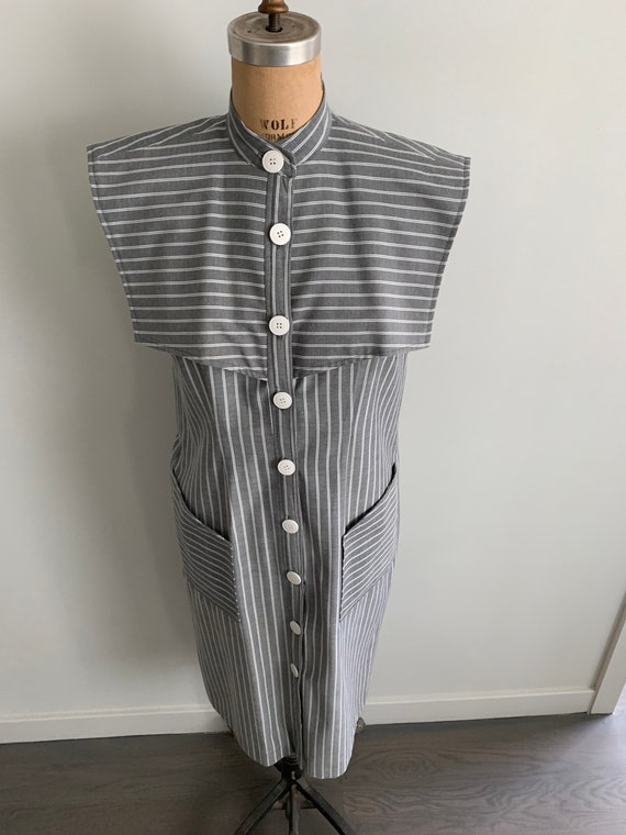 Fantastic 80s Act 1 New York pinstripe sleeveless… - image 3